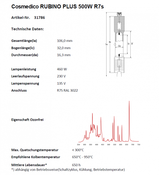 Cosmedico RUBINO PLUS 500W R7s